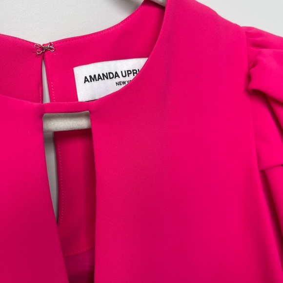 Amanda Uprichard | Pink Puff Sleeve Fame Short Shift Dress - Picture 3 of 7